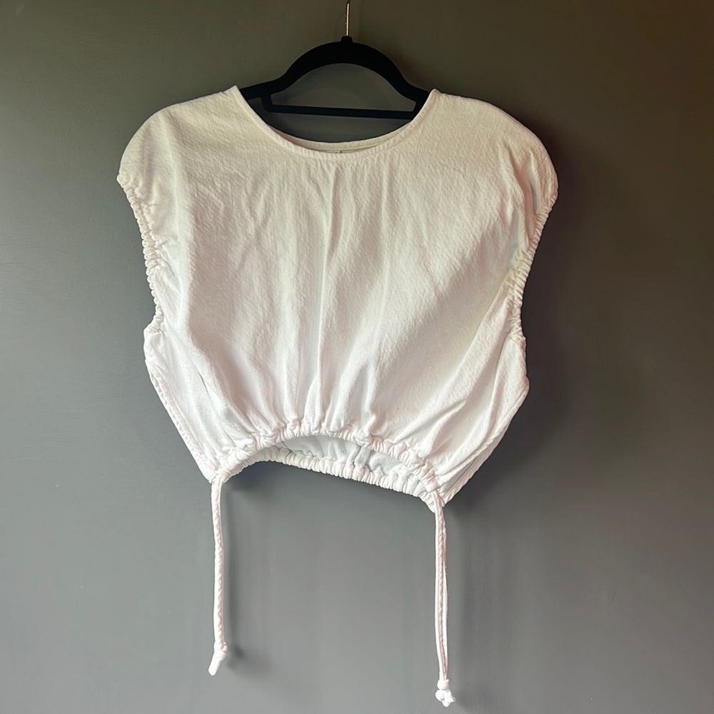 Zara structured crop top, white, size small